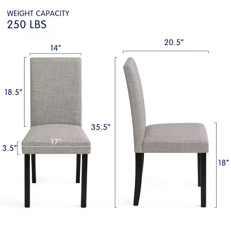 Subrtex Chaise de salle à manger Parsons rembourrée en bois massif et lin (Lot de 2)