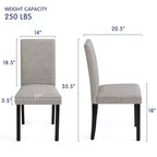 Subrtex Chaise de salle à manger Parsons rembourrée en bois massif et lin (Lot de 2)