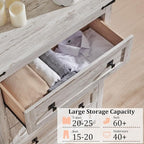 Commode en bois de style campagnard, 5 tiroirs, 122 cm de hauteur, pour chambre à coucher