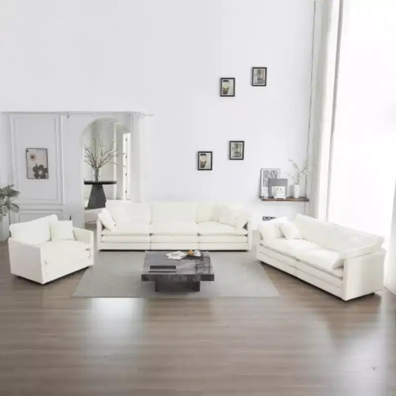 Canapé d'angle contemporain 3 pièces - Sièges profonds et surdimensionnés, style moderne