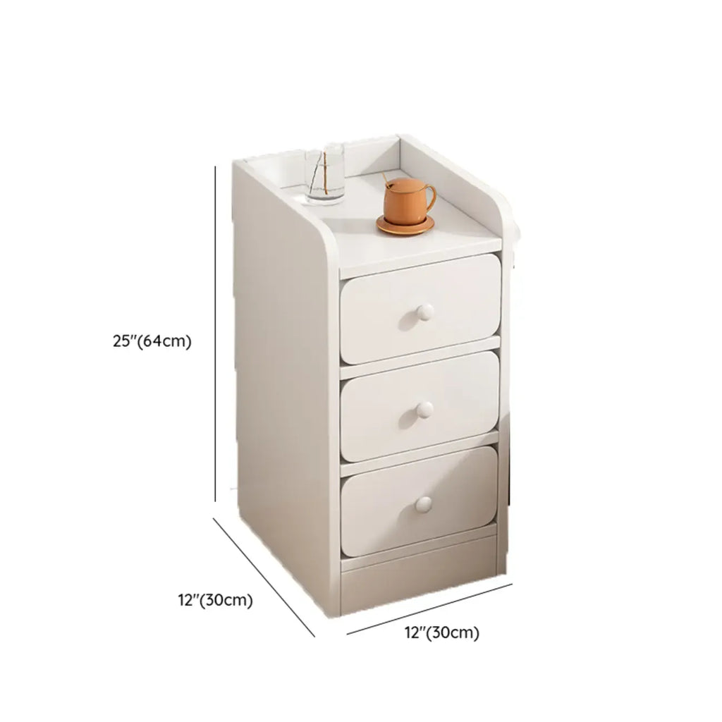 Table de chevet simple en bois naturel blanc à 2 tiroirs