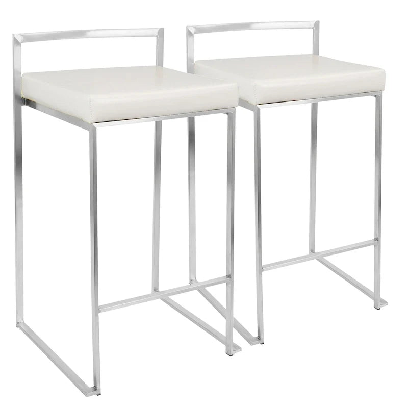 Tabouret de comptoir Silver Orchid Forrest en acier inoxydable empilable et entièrement soudé (lot de 2)