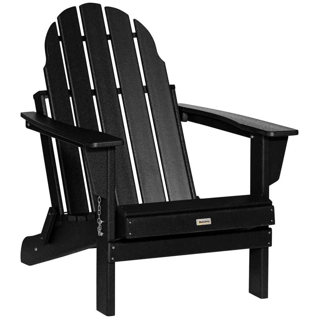 Chaise Outsunny Adirondack Pliante, Chaises de Plage Longues en Plastique HDPE Tout Temps pour Patio, Terrasse et Mobilier de Jardin