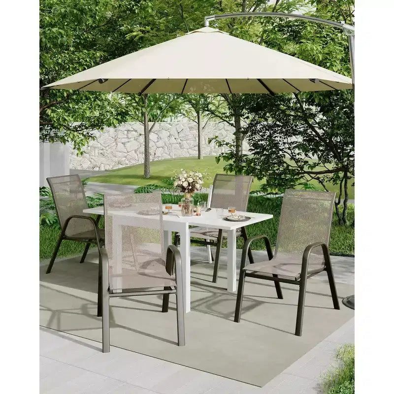 Lot de 4 chaises de terrasse GustoWave, chaises de salle à manger empilables d'extérieur toutes saisons, meubles de jardin respirants pour le jardin