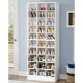 Meuble à chaussures haut 30 paires, étagère de rangement à chaussures en bois blanc 10 niveaux pour placard, entrée - 10 niveaux