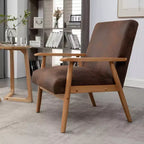 Fauteuil d'appoint moderne TUYOHW, fauteuil de salon avec accoudoirs fuselés, cadre en bois massif, fauteuil rembourré en microfibre pour salon, bureau