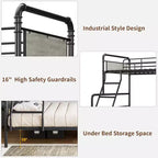 Lit superposé double avec lit inférieur double et barrière de sécurité haute, lits superposés convertibles en métal de taille double pour enfants/adolescents, montage facile, aucun sommier tapissier requis