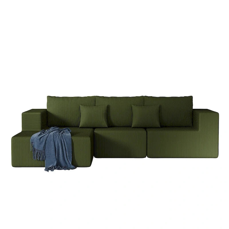 Canapé modulaire d'angle en velours côtelé 108.3 avec méridienne