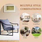 Lot de 2 fauteuils d'appoint modernes, fauteuils de lecture à structure métallique avec accoudoirs et coussin en mousse souple, fauteuils rembourrés de 127 kg pour salon, chambre à coucher