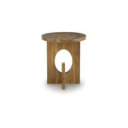Signature Design by Ashley Hollbourne – Table d'appoint ronde en bois massif, Marron clair