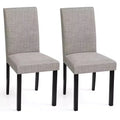 Subrtex Chaise de salle à manger Parsons rembourrée en bois massif et lin (Lot de 2)