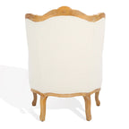 Fauteuil à oreilles Safavieh Couture Kali en chêne et lin naturel - 34 larg. x 34 prof. x 40 haut.