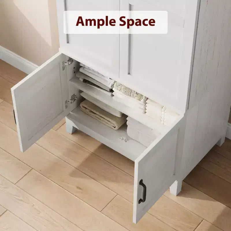Armoire-penderie en bois de 72 po avec tringle de suspension, armoire haute autoportante avec 18 tablettes réglables