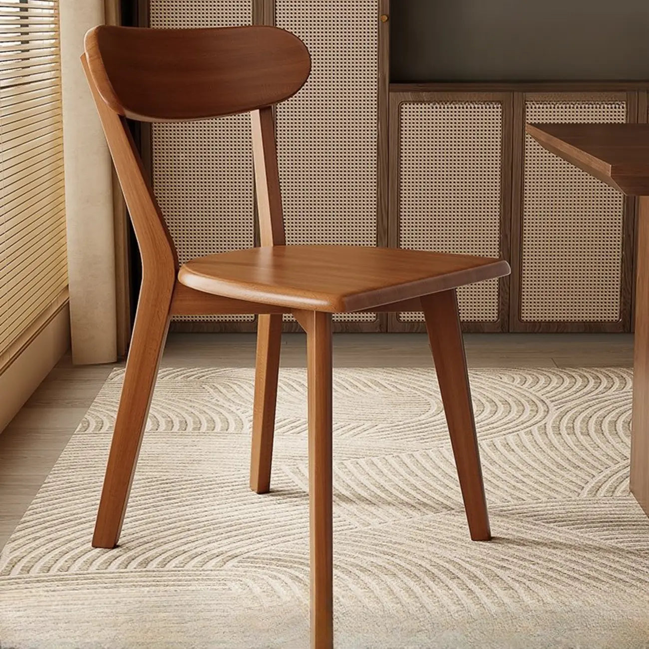 Chaise de salle à manger moderne sans accoudoirs, en bois, à dossier bas et ouvert