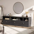 Meuble TV 70 pouces pour téléviseurs jusqu'à 80 pouces, meuble de divertissement moderne du milieu du siècle avec tiroir, meuble TV console média pour salon, chambre à coucher