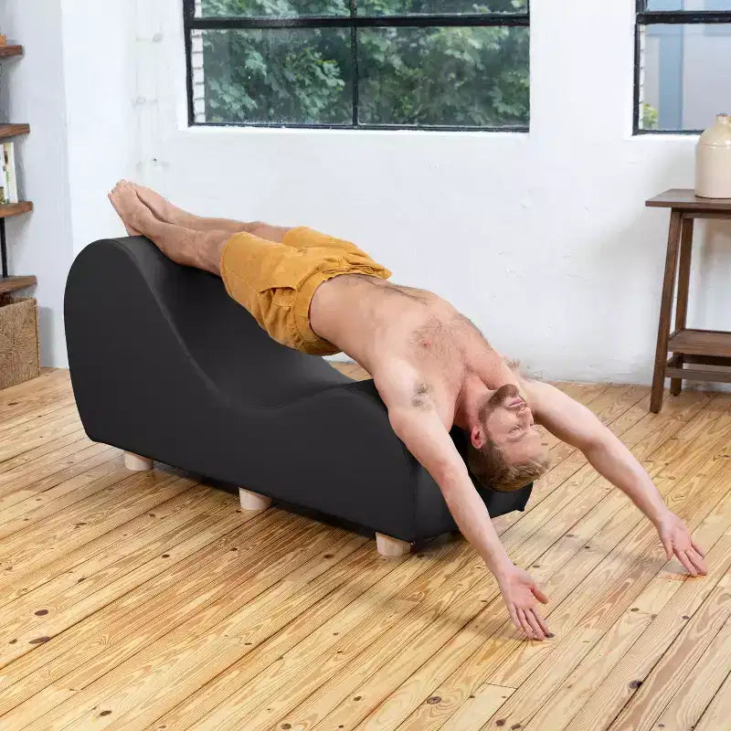 Fauteuil inclinable Avana pour l'étirement et la relaxation, pieds en bois d'hévéa, similicuir - Gris sous-marin