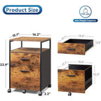 Classeur à 2 tiroirs, support d'imprimante mobile avec étagère de rangement ouverte, meuble de classement en bois pour documents A4 ou format lettre pour bureau à domicile