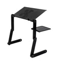 Table pliable portable multifonctionnelle rotative à 360° avec ventilateur et souris, noire