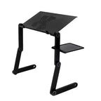 Table pliable portable multifonctionnelle rotative à 360° avec ventilateur et souris, noire