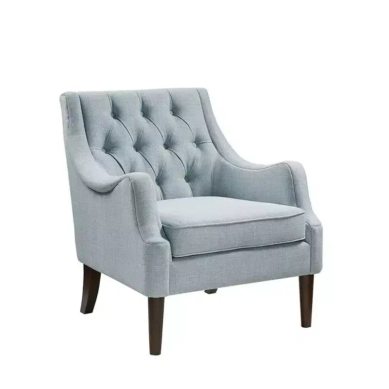 Okak Fauteuil d'appoint contemporain avec boutons capitonnés, coussin rembourré et pieds en bois, pour salon, chambre ou coin lecture