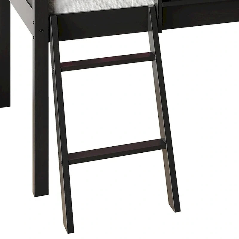 Lit mezzanine bas classique double CraftPorch avec tableau noir, toboggan et échelle