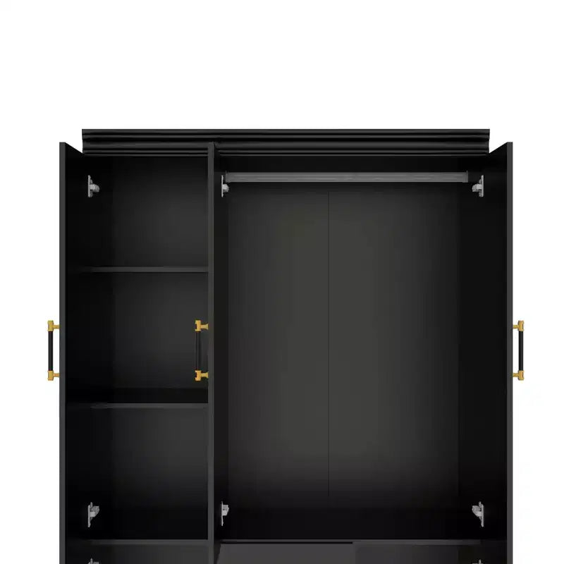 Armoire Keloyid en bois noir de 120 cm avec 2 tiroirs et 5 portes