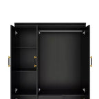 Armoire Keloyid en bois noir de 120 cm avec 2 tiroirs et 5 portes