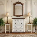 JVNOXK Commode à cinq tiroirs en bois de style rustique de 31 pouces avec base, armoire de rangement pour chambre ou salon, élégante, robuste, durable, noyer