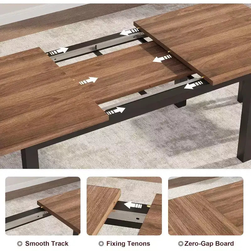 Ensemble de table à manger extensible pour 48 personnes avec bancs et tabourets, grande table de cuisine et de salle à manger en bois de 63 pouces