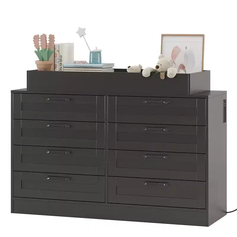 Commode Zstar 5 tiroirs pour Chambre, Commode verticale de 105 cm de haut avec Rangement Autonome, Coffre de Rangement en Bois pour Salon, Blanc