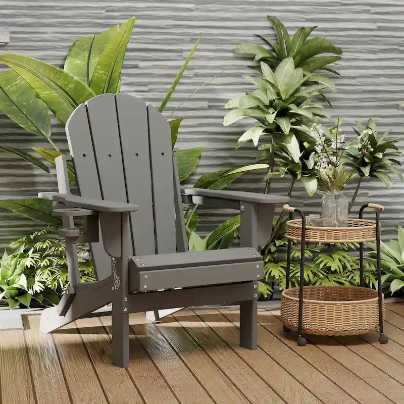 Chaise Adirondack pliante d'extérieur avec porte-gobelet
