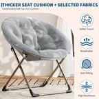 Fauteuil à bascule, Fauteuil lune surdimensionné avec coussin moelleux et cadre en métal doré, Chaise lune intérieure/extérieure pour salon, chambre, gris (2 pièces)