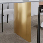 Ensemble de salle à manger moderne minimaliste 9 pièces avec plateau en pierre frittée extensible et double piédestal de 240 cm
