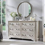 Commode à 6 tiroirs SinCiDo pour chambre à coucher, commode rustique en bois de style ferme, commode vintage de 54 po de largeur pour salon