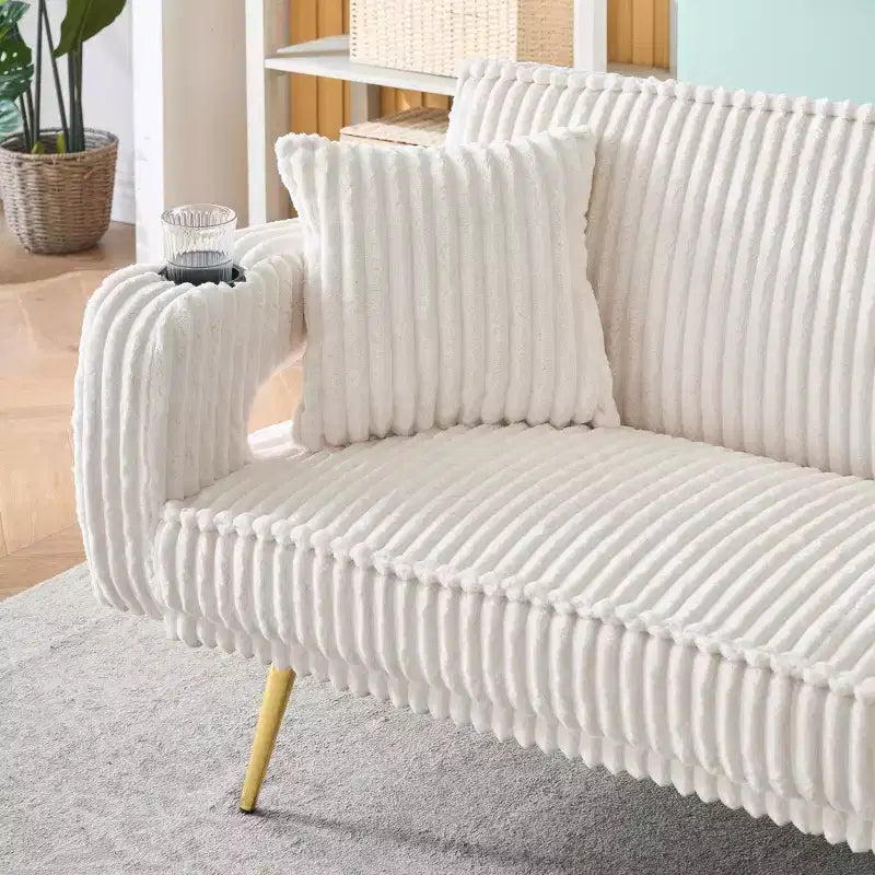 Canapé Zeus & Ruta minimaliste en velours côtelé avec coussins décoratifs