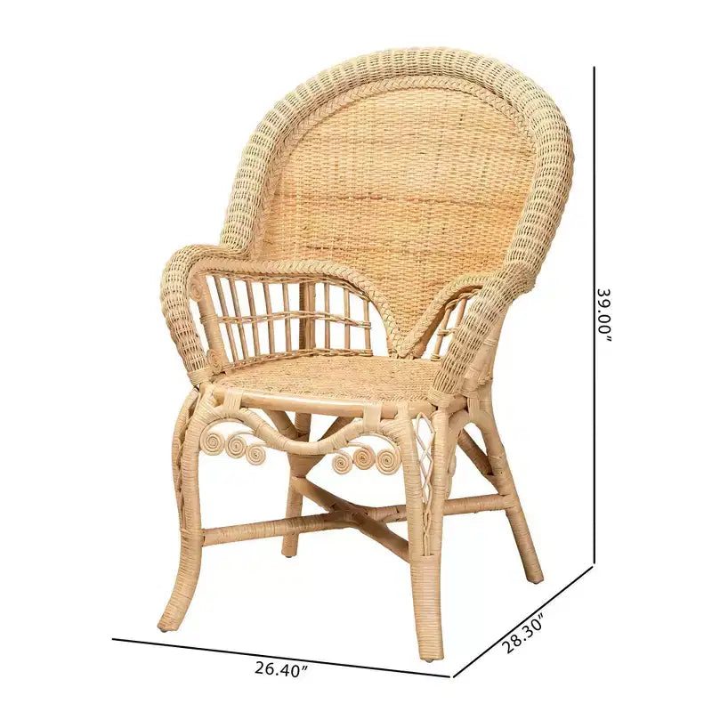 Fauteuil d'appoint Ratu en rotin de Bali et Pari : Fait à la main, design bohème, aucun assemblage requis