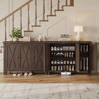 Meuble à chaussures 4 niveaux Coolmee avec portes, meuble à chaussures de style fermier de 89 cm pour entrée, grand meuble de rangement à chaussures pour salon ou couloir