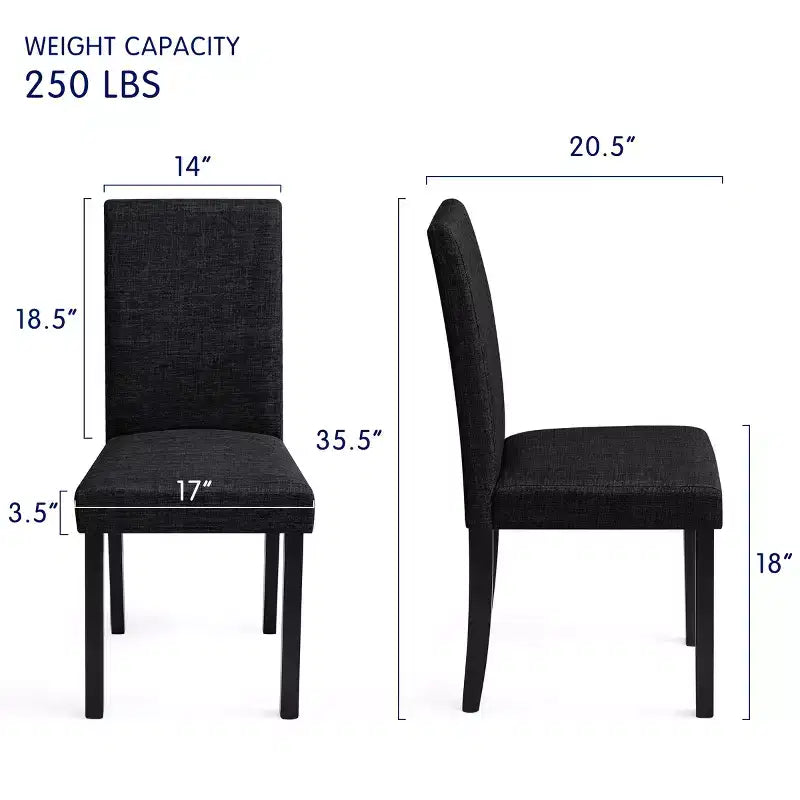 Subrtex Chaise de salle à manger Parsons rembourrée en bois massif et lin (Lot de 2)