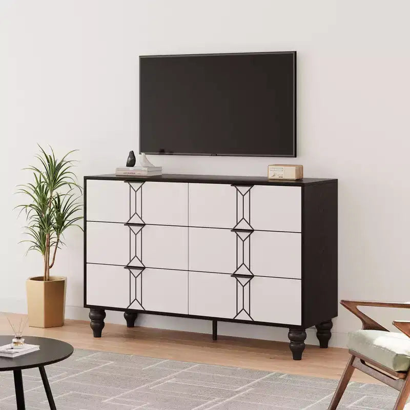 Commode à 6 tiroirs pour chambre à coucher, commode en bois moderne avec tiroirs profonds, commode pour salon, couloir, entrée