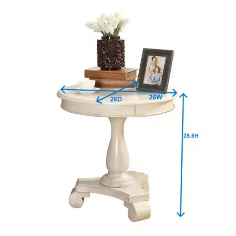 Table d'appoint ronde par Rene, avec un piétement en bois, design classique et robuste