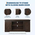 Meuble TV de style rustique pour téléviseurs jusqu'à 65 pouces, meuble de rangement avec portes coulissantes de grange, placards de rangement en bois et étagère réglable