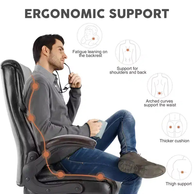 Chaise de bureau ergonomique TUYOHW avec accoudoirs relevables réglables, chaise d'ordinateur pivotante avec soutien lombaire et base en métal, chaise Criss Cross pour la maison