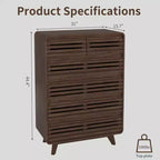 Commode haute SOLACE FURNITURE à 6 tiroirs, commodes avec grille et design incurvé