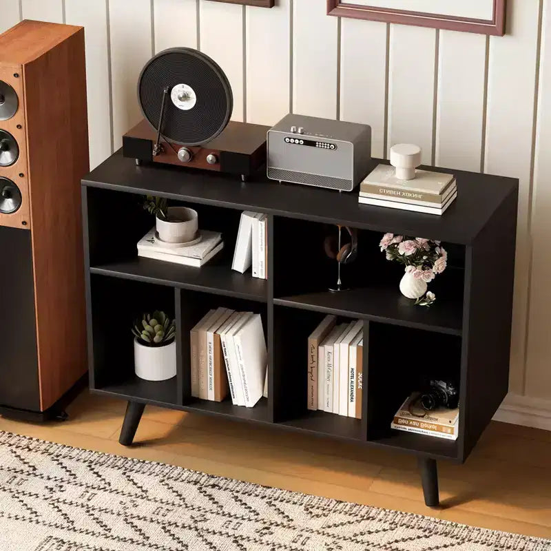 Meuble support pour tourne-disque COZONY avec rangement vinyles, étagère décorative de 39,5 po pour platine vinyle, pouvant contenir jusqu'à 350 albums, pour salon