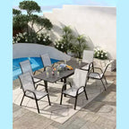 Lot de 4 chaises de terrasse GustoWave, chaises de salle à manger empilables d'extérieur toutes saisons, meubles de jardin respirants pour le jardin