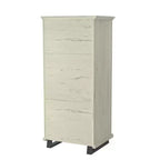 Festivo Ensemble Contemporain 3 pièces Commode 5 tiroirs 24 et Table de Chevet 3 tiroirs Blanc cassé Scié : MDF, Pieds en Métal, Anti-basculement
