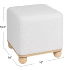 Ottoman carré rembourré bouclette Storied Home, crème