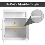Meuble de Rangement Salle de Bain avec Double Portes, Étagères Réglables, Unité de Rangement Compacte Mesurant 34.84 P x 14.17 L x 7.87 H, Gain de Place, Blanc