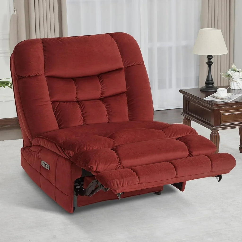 MCombo Fauteuil inclinable électrique sans accoudoirs surdimensionné à double moteur, inclinable Zeroarms parfait pour le salon en tissu PR607