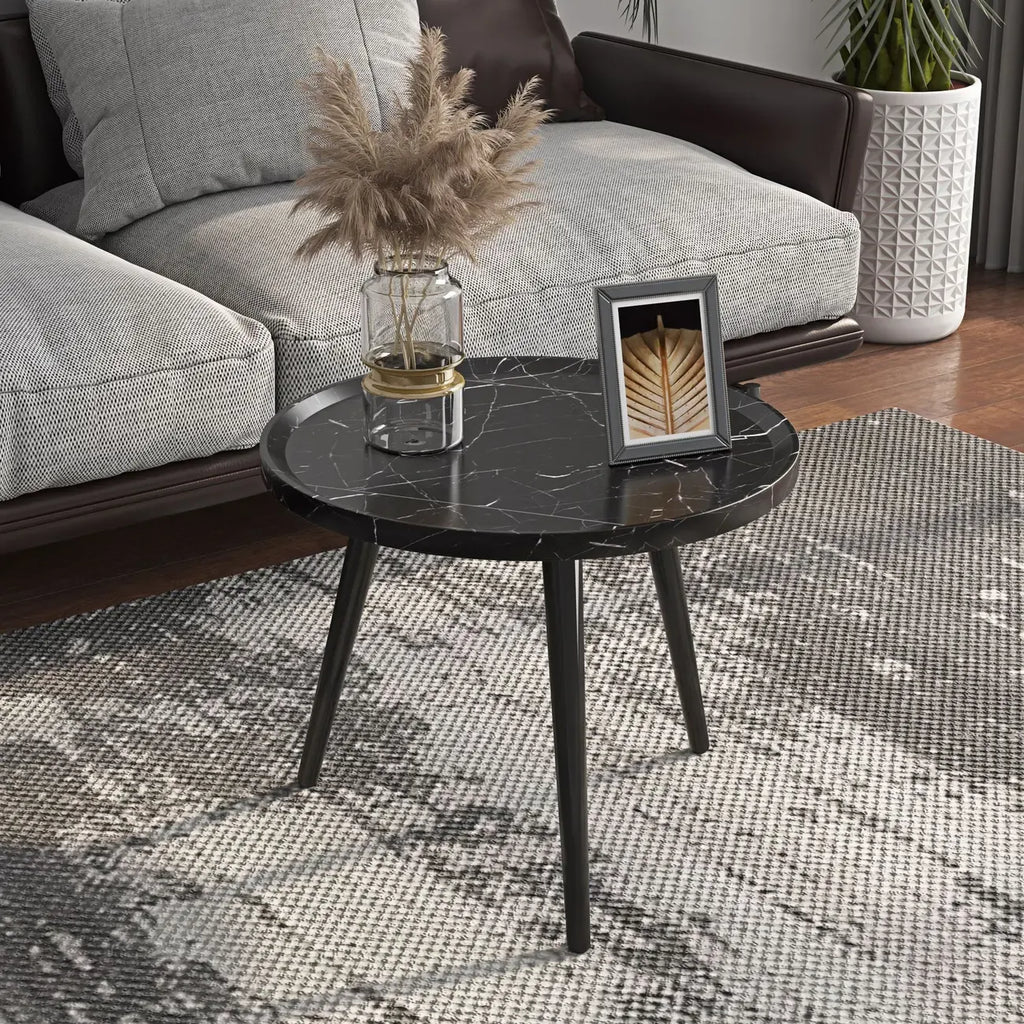 Table d'appoint ronde en bois blanc pour le salon